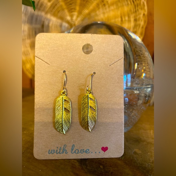 Never Been Worn Feather Shaped Drop Earrings - Picture 1 of 1